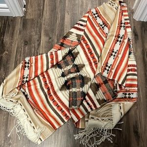 Aztec style cream and rust orange coloured scarf